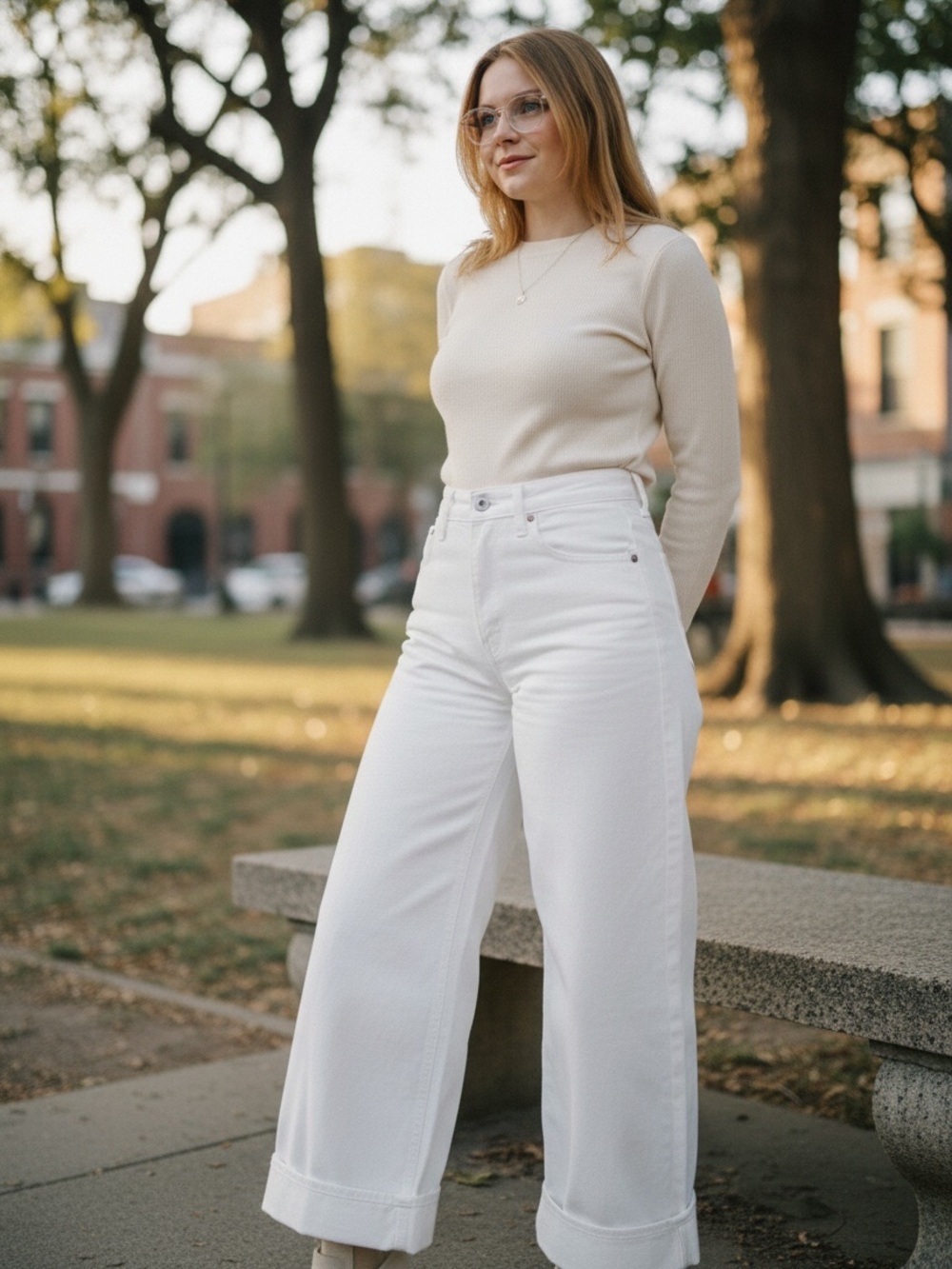 NWT AGOLDE Dame High Rise Wide Leg Cuffed White Jeans Size 25 100% Cotton